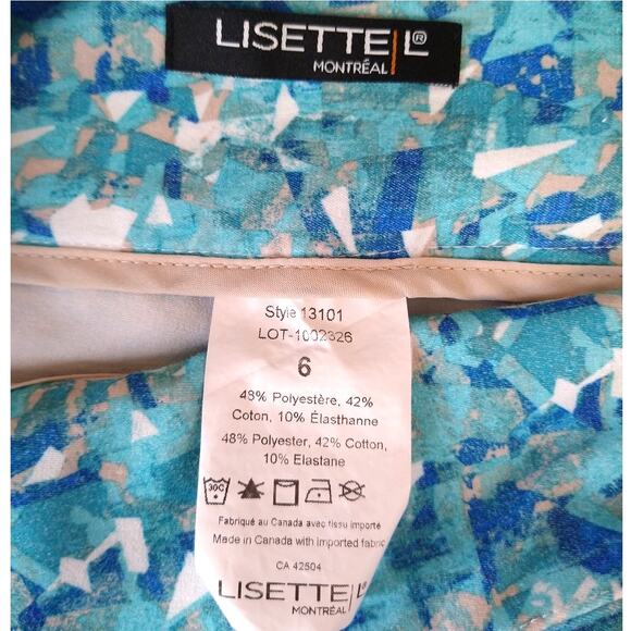 Lisette L Montreal Pull-On Pants Size 6 Blue Abstract Slim - Picture 5 of 10